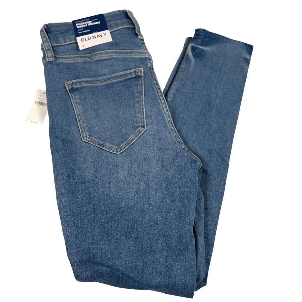Old Navy Rockstar Super Skinny Jeans 0 Blue Mid Rise Ankle Stretch Denim NWT